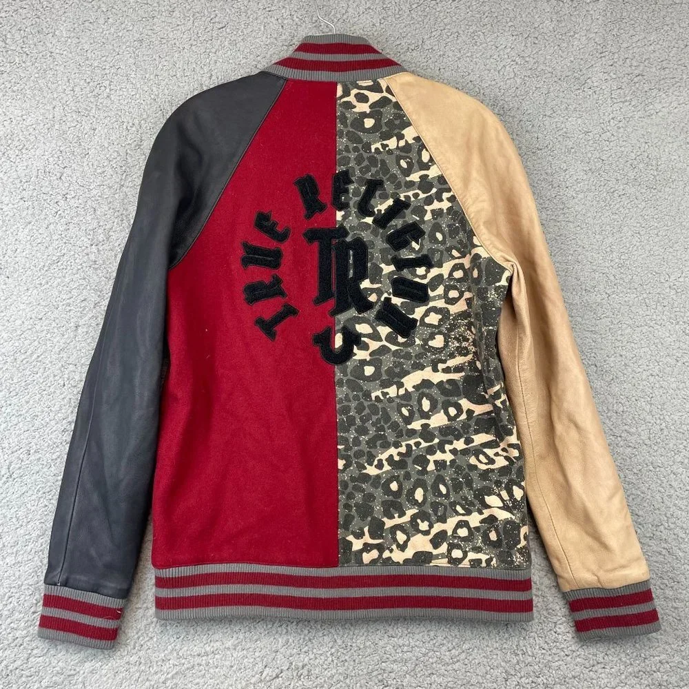 True Religion mens jacket size Small varsity jacket bomber wool blend - Picture 3 of 8